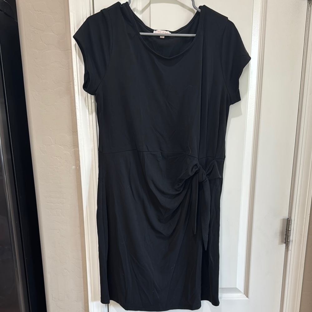 Skies Are Blue Black Ruched Sheath Mini Dress / C10